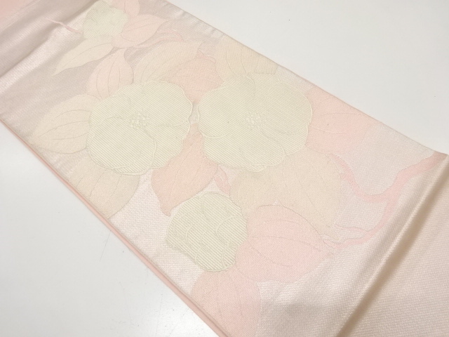 JAPANESE KIMONO / ANTIQUE FUKURO OBI / SILK / WOVEN FLOWERS
